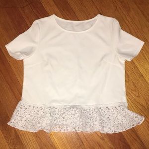 White Lace Trimmed Top